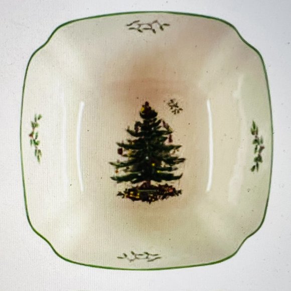 SPODE "Christmas Tree" Large Square 10" Bowl NWT - Picture 2 of 9